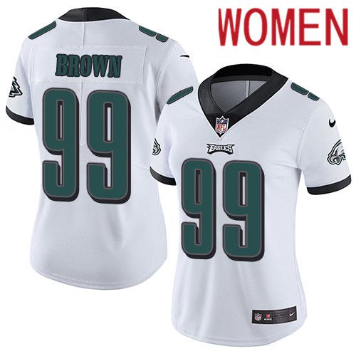 Women Philadelphia Eagles #99 Jerome Brown Nike White Vapor Limited NFL Jersey